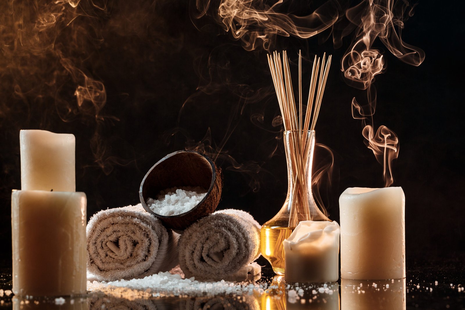 spa treatment over dark background.